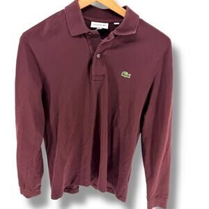 Lacoste Classic Fit Long Sleeve Polo Shirt Burgundy Men's S Cotton L1312
